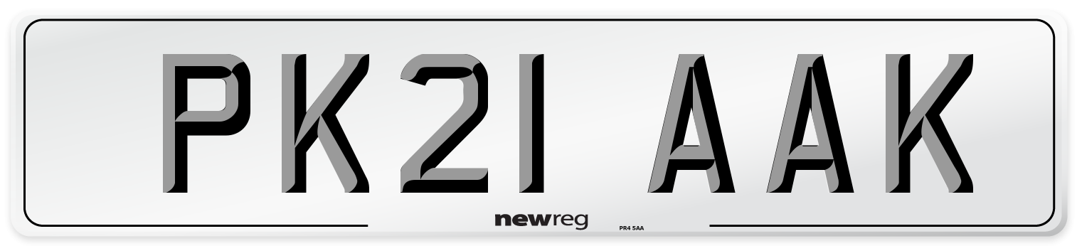 PK21 AAK Number Plate from New Reg